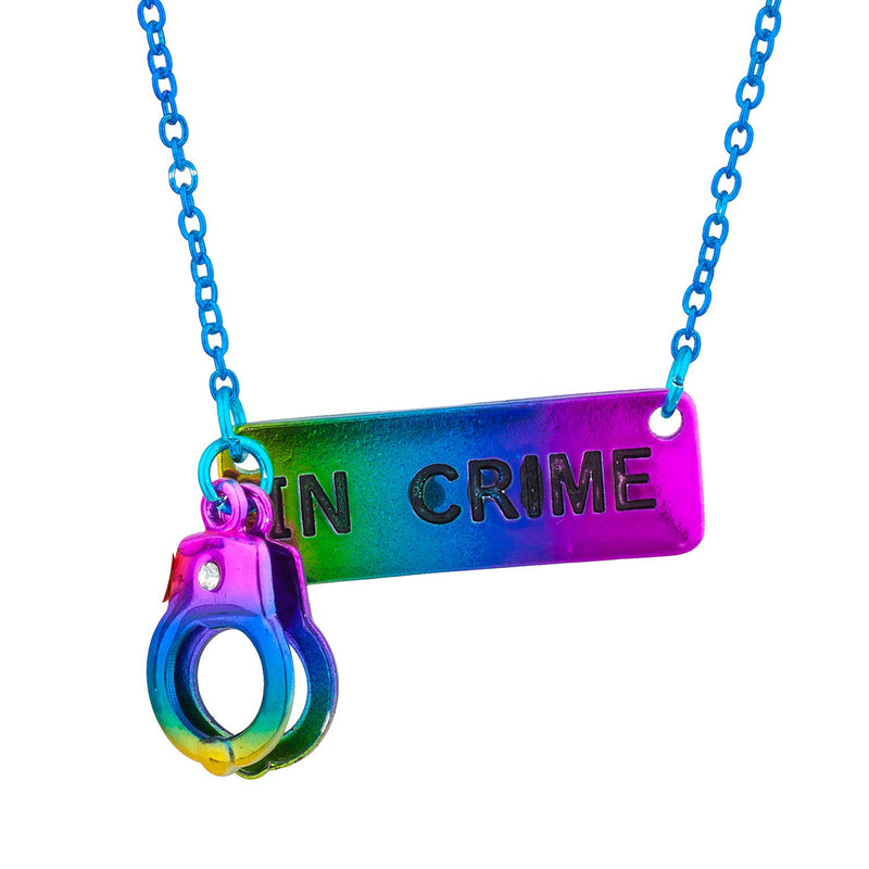 [Australia] - Lux Accessories Rainbow Partners in Crime Gun Handcuff Friendship Necklace 