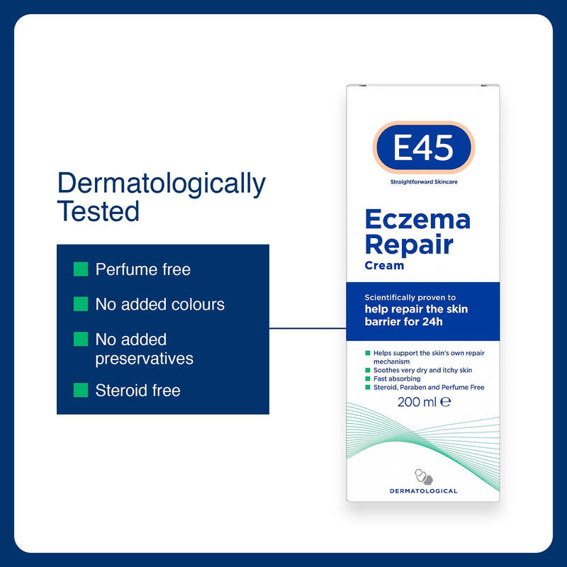 [Australia] - E45 Eczema Repair Cream, Eczema Cream Adults and Children, Suitable for face, body and hands, 200 ml 