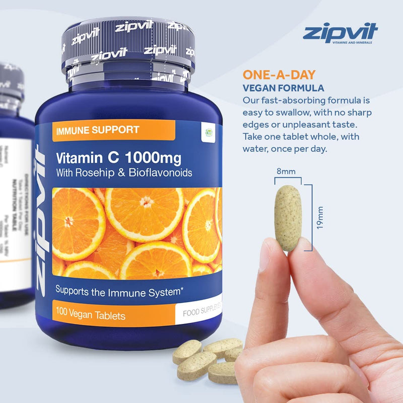 [Australia] - Vitamin C 1000mg with Bioflavonoids, 100 Vegan Tablets. Supports The Immune System. Contributes to a Reduction in Tiredness and Fatigue. 