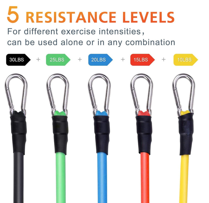 [Australia] - Resistance Bands Set 5pcs with Handle Strength Exercise Stretch Band Training Fitness Tubes Tension Bands Workout Gym Equipment Men and Women for Home Use Physical Training Cable 100LBS 