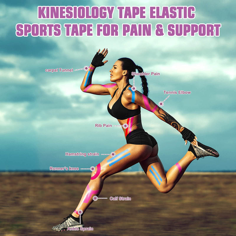 [Australia] - Kinesiology Tape Precut(2 Pack) Kinetic Tape Rolls Athletic Tape Elastic Therapeutic Sport Tape for Knees, Ankles, Shoulder, Elbow, Pain Relief and Injury Recovery 2 Inch x 16.4 ft (Purple) (2 Pack) Purple 