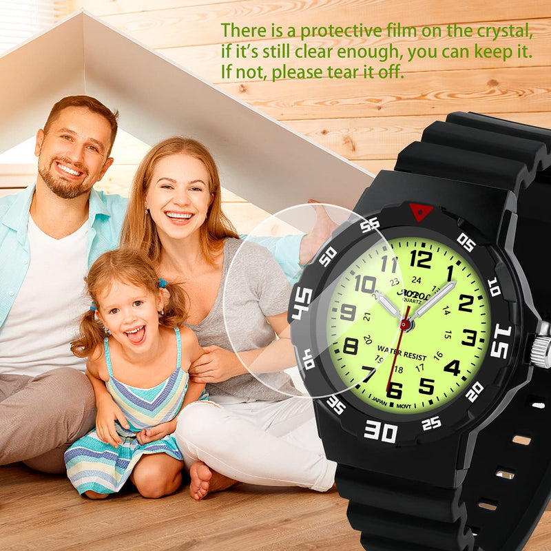 [Australia] - Kids Analog Watch for Boys Girls Toddler Luminous Waterproof Wrist Watch with Soft Band Little Child Time Teacher for 3-12 Years Old Children Black 
