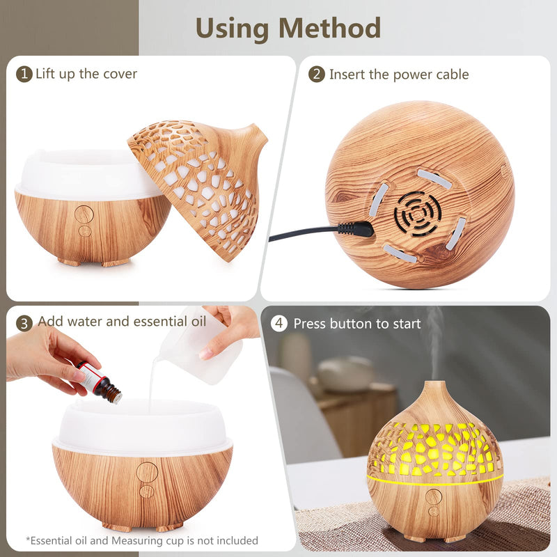 [Australia] - Bigqin Essential Oil Diffuser 180ML,Ultrasonic Aromatherapy Scented Diffuser Humidifier with 7 LED Color Lights Aroma Diffuser for Spa Bedroom , Light Brown 