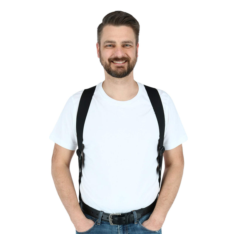 [Australia] - Perry Suspenders Men's Ultra Soft Undergarment Trucker Suspenders Regular Black 