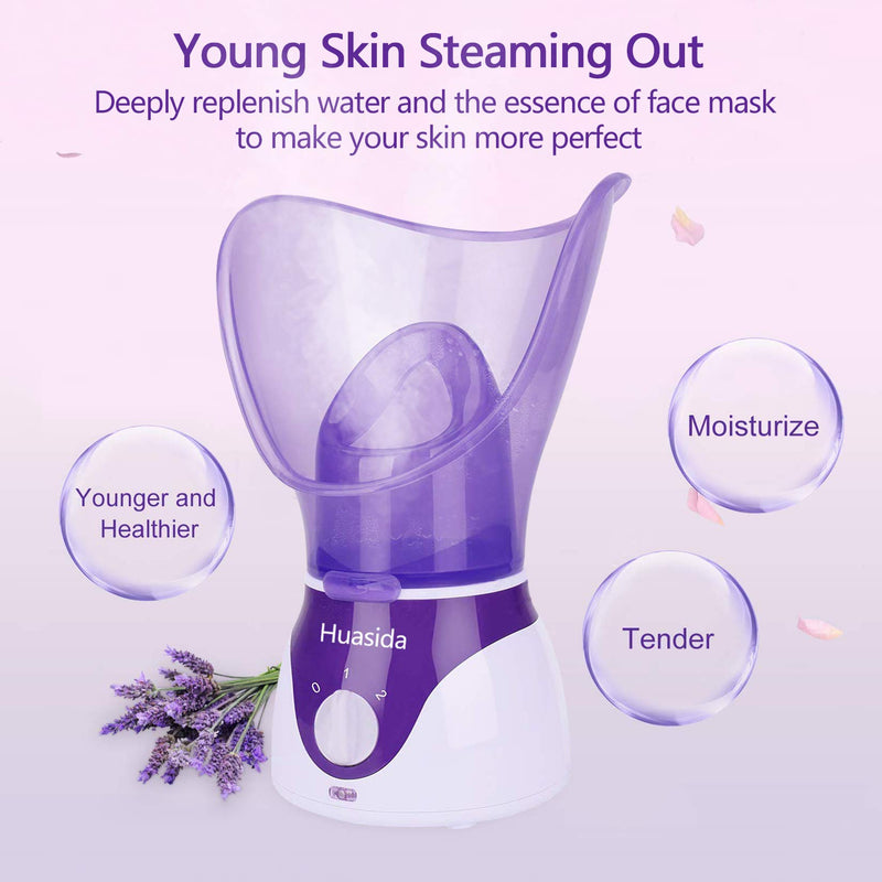 [Australia] - huasida Facial Steamer Personal Steam Inhaler Sauna Facial Steamer Hot Mist Moisturizing Beauty instrument Rejuvenate and Hydrate Your Skin (Purple) 