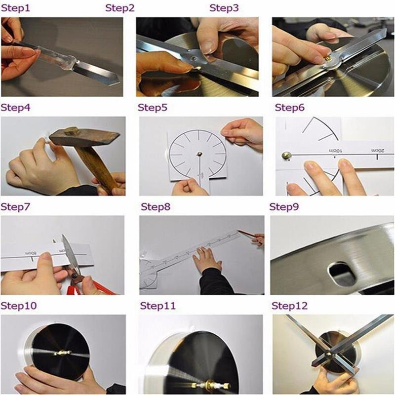 [Australia] - 3D DIY Mirror Surface Wall Clock Large Size Wall Decorative Clocks Silent Non Ticking Movement Clock Hands (Black) Black 