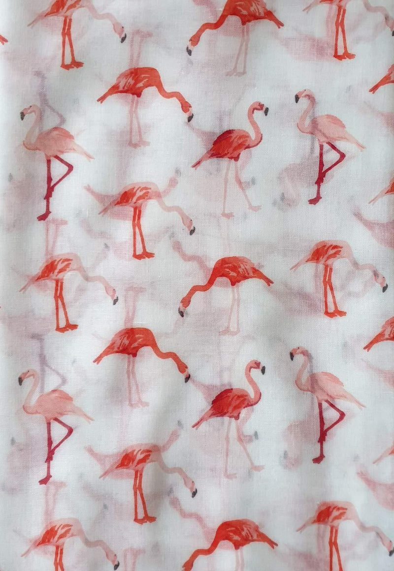 [Australia] - GlamLondon Watercolour Flamingo Scarf Ladies Lightweight Printed Fashion Oversize Wrap Z19 - Cream 