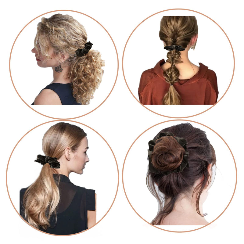 [Australia] - 2 PCS Hair Scrunchies, Black Color Satin Silk Stretchy Solid Color Hairbands for Thick hair Curly Hair Thin Hair Sleeping Traceless Frizz Prevention Girls Women Use Black 2pcs 