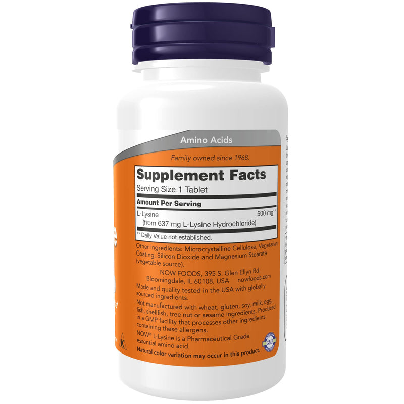 [Australia] - NOW Supplements, L-Lysine (L-Lysine Hydrochloride) 500 mg, Amino Acid, 100 Tablets 