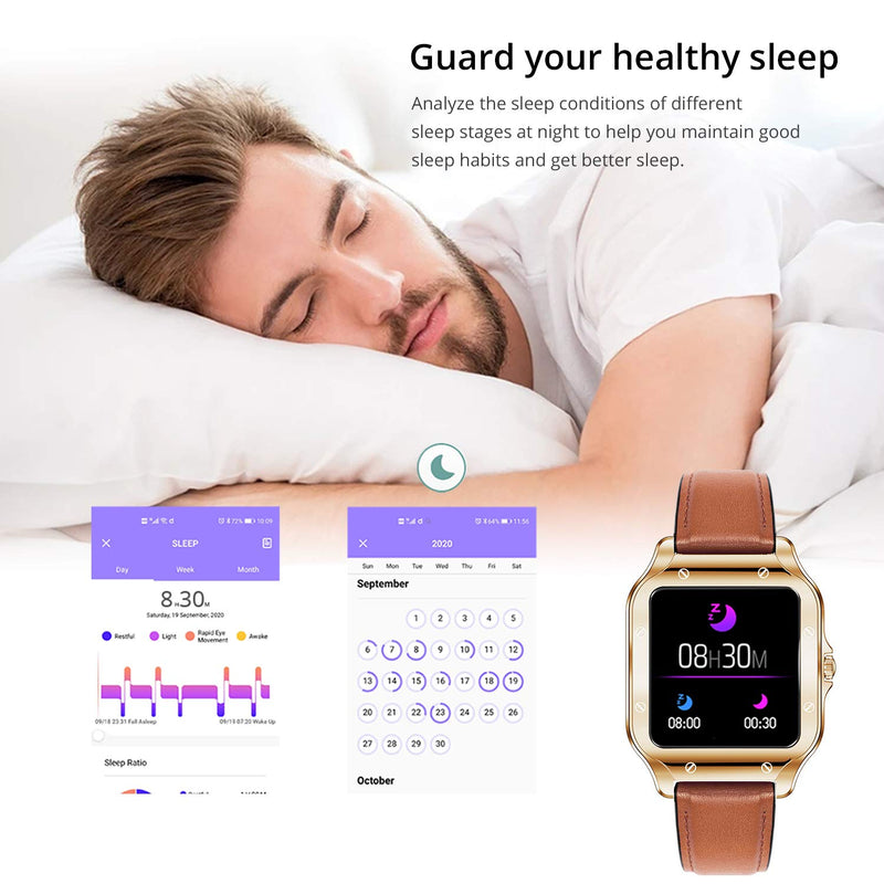 [Australia] - COLMI Smart Watch for iPhone Andriod,2021 New Upgraded Smartwatch for Men with Sleep Tracker and Message Reminder, Waterproof Fitness Tracker with Heart Rate and Blood Pressure Monitor Land2S Gold 