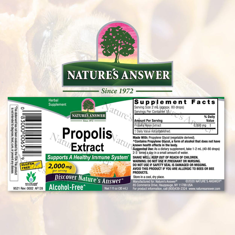 [Australia] - Nature's Answer Propolis Resin Extract | Herbal Supplement | All-Natural Immune Support | Vegan, Alcohol-Free & Gluten-Free 1oz 1 Fl Oz (Pack of 1) 