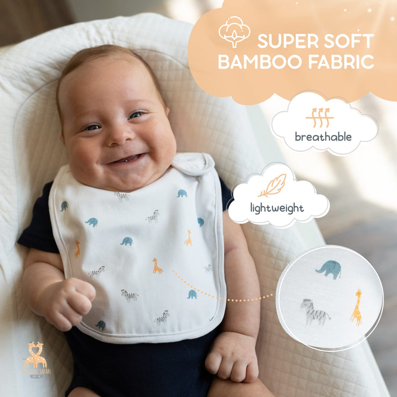 [Australia] - 3 Bamboo Baby Bibs | Plastic Backed Waterproof Bibs for Dribble, Feeding and Weaning | Soft, Absorbent Unisex Drool Bibs for Teething | Baby Essentials for Newborn | Baby Bibs 0-6 Months 