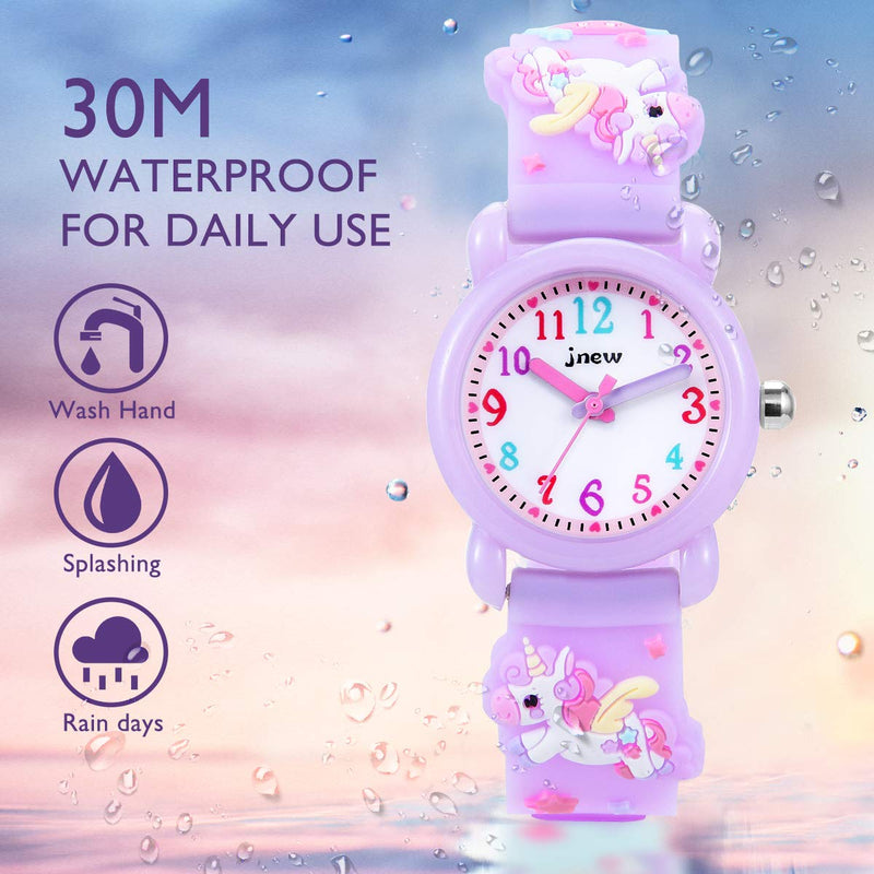 [Australia] - Kids Watch,Girls Watch 3D Cute Cartoon Waterproof Silicone Children Toddler Wrist Watch for 3-10 Year Girls Little Child 02-LightPurple 