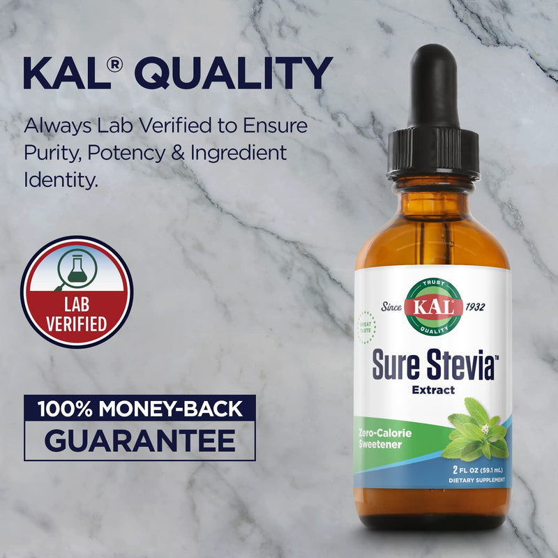 [Australia] - KAL Sure Stevia Liquid Extract 2 oz | Best-Tasting, Zero Calorie, Low Glycemic | For Baking & Adding to Beverages | 385 Servings 