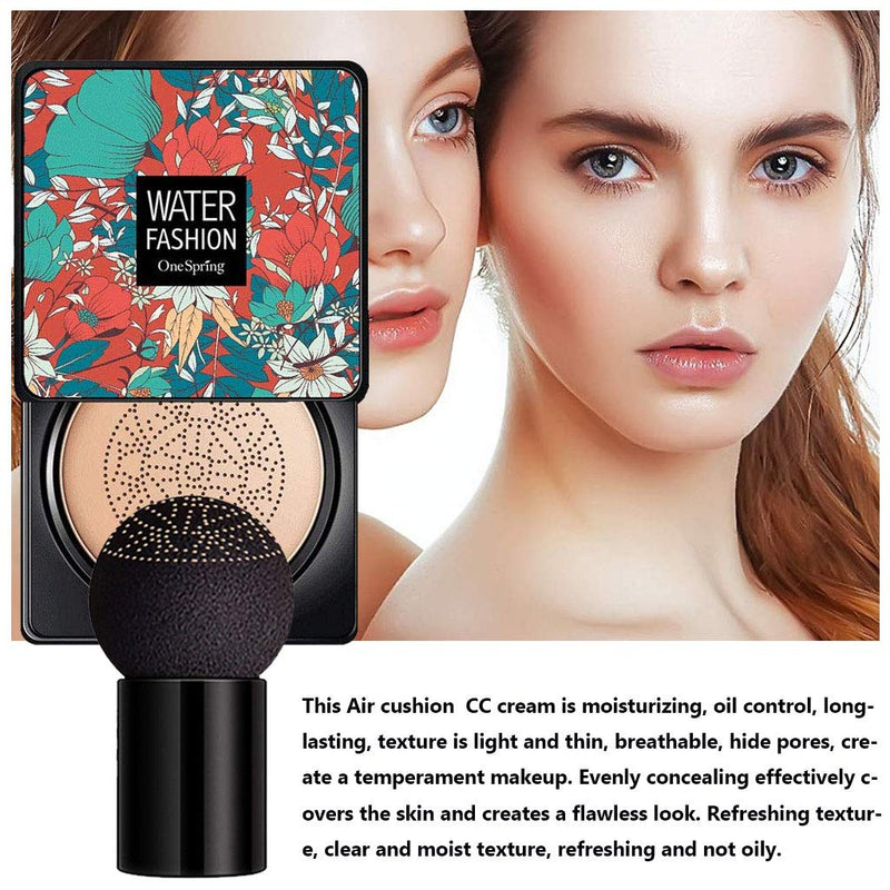 [Australia] - Air Cushion CC Cream Mushroom Head Foundation, SuperThinker Moisturizing BB Cream Nude Makeup Long Lasting Matte Concealer Foundation Makeup Natural 