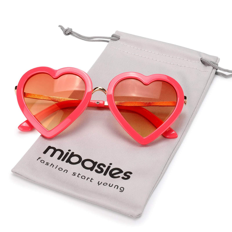 [Australia] - mibasies Kids Heart Shaped Sunglasses for Toddler Girls Age 3-10, UV 400 Protection Bright Red 