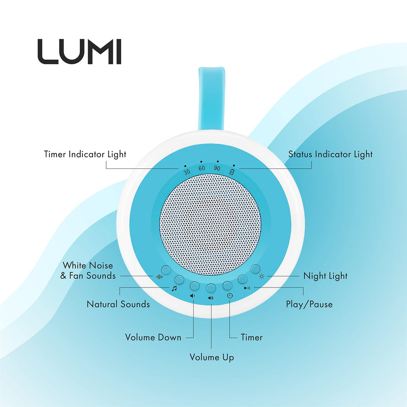 [Australia] - LUMI | Blue Portable White Noise Machine | White Noise Machine Baby | Baby Sleep Aid | 16 Sounds | 2 Colour Options | Sleep Aid for Adults, Kids & Babies | Rechargeable 