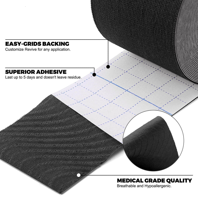 [Australia] - Kinesiology Tape (3 Uncut Roll) Kinetic Tape 16.4 ft Waterproof Athletic Sports Tape Physio Tape for Knees, Shoulder, Ankles, Elbow, Pain Relief,Joint Support (Black) (3 Rolls) Black 