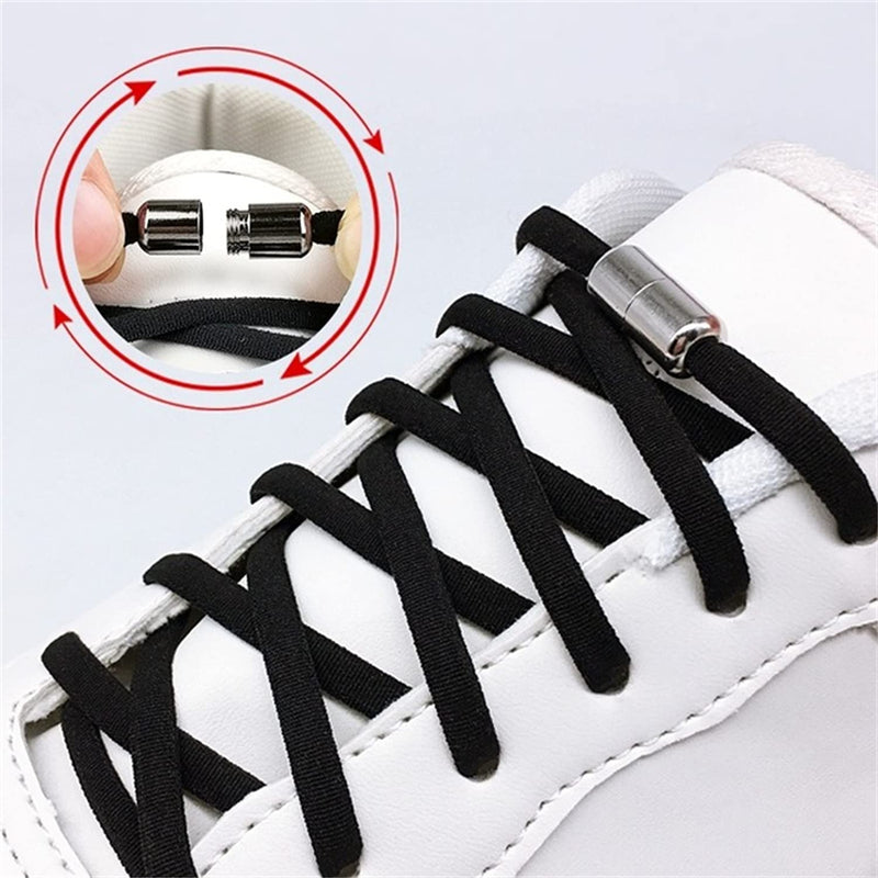 [Australia] - No Tie Shoe Laces Elastic Oval Half Round Athletic Shoelaces For Trainers Adults Kids Tieless Lock Shoelace One Size Beige 