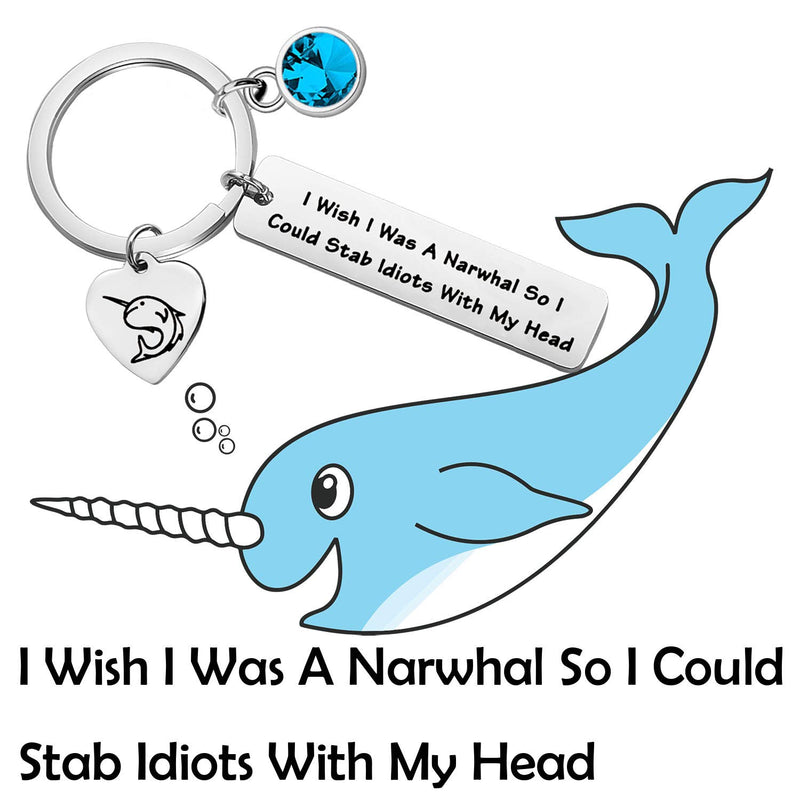 [Australia] - CYTING Narwhal Gift I Wish I was a Narwhal So I Could with My Head Narwhal Animal Keychain Sea Ocean Themed Party Gift for Narwhal Lover 