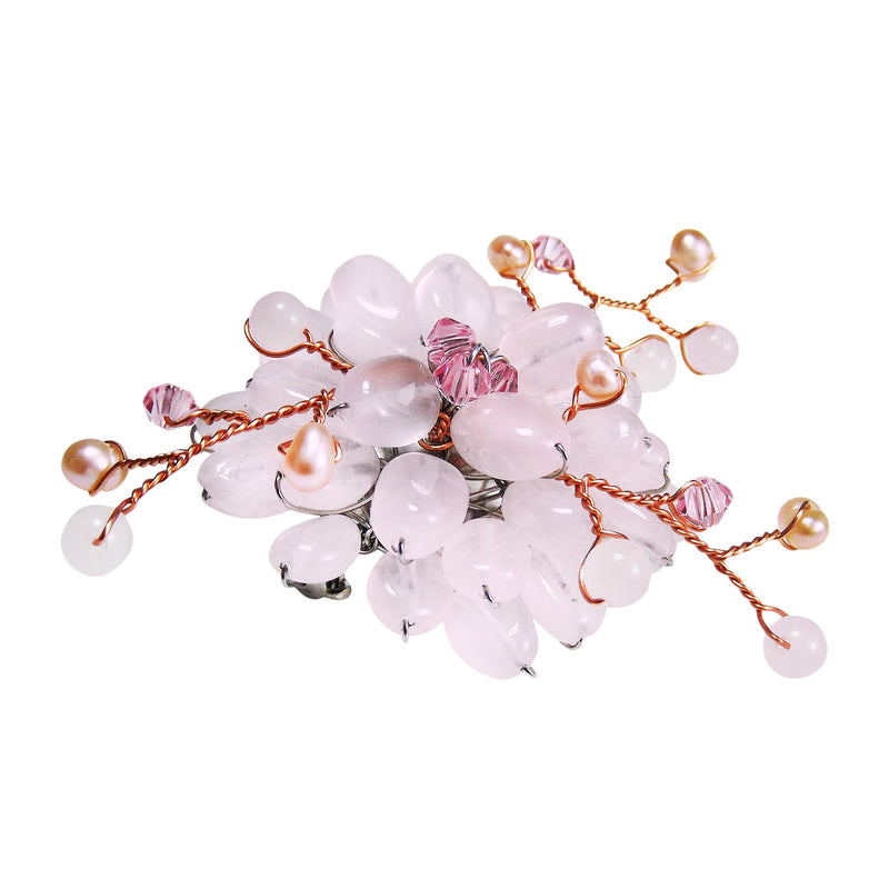 [Australia] - AeraVida Pink Charming Lotus Flower Colored Glass-Cultured Freshwater Pearl-Crystal Pin-Brooch 