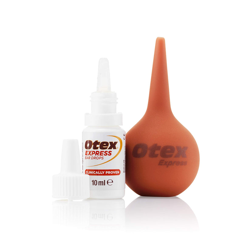 [Australia] - Otex Express Combi Pack, Clinically Proven Ear Wax Removal Kit with Drops and Bulb Syringe For Excessive, Hardened Ear Wax,10ml Single 