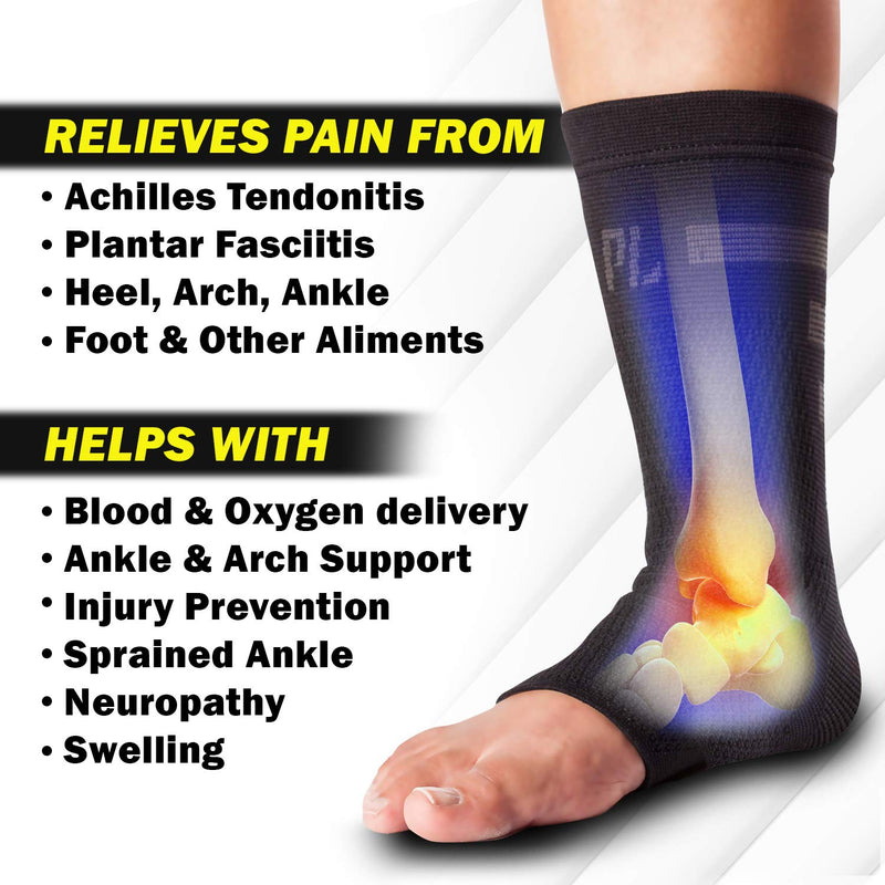 [Australia] - Powerlix Ankle Compression Sleeve, Nano Socks, Arch & Ankle Support for Men & Women (Pair), Toeless Foot & Ankle Brace for Running, Injury Recovery, Neuropathy, Heel & Achilles Tendonitis Pain Relief Small (1 Pair) BlueBlack 