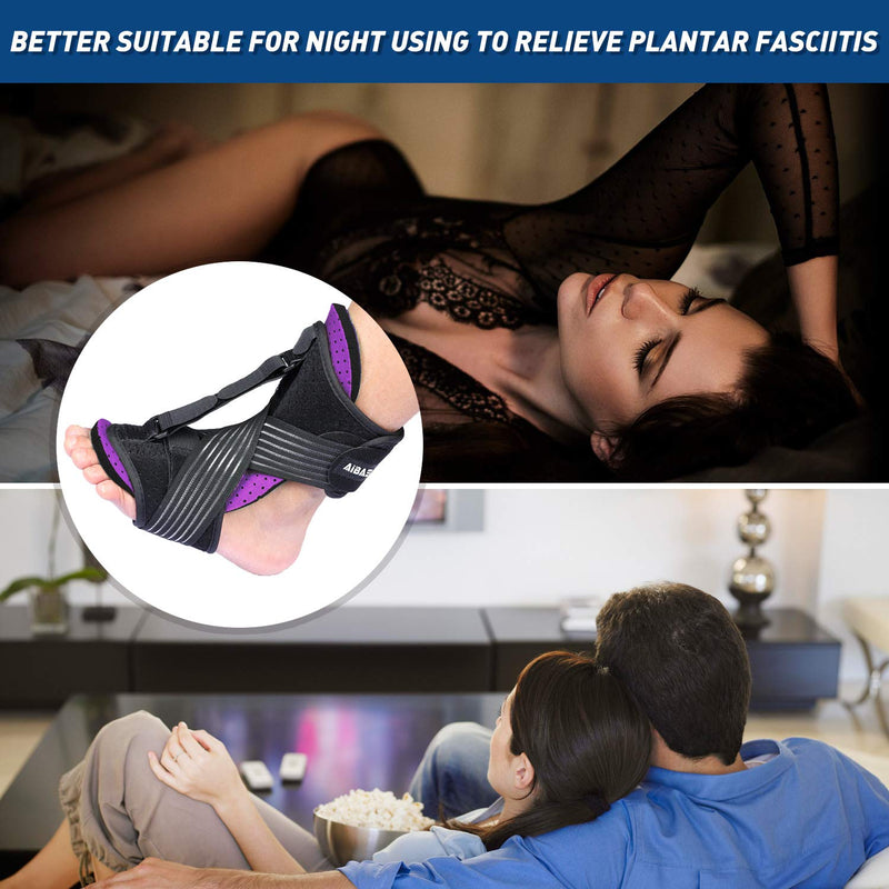 [Australia] - 2021 New Upgraded Purple Night Splint for Plantar Fascitis, AiBast Adjustable Ankle Brace Foot Drop Orthotic Brace for Plantar Fasciitis, Arch Foot Pain, Achilles Tendonitis Support for Women, Men 