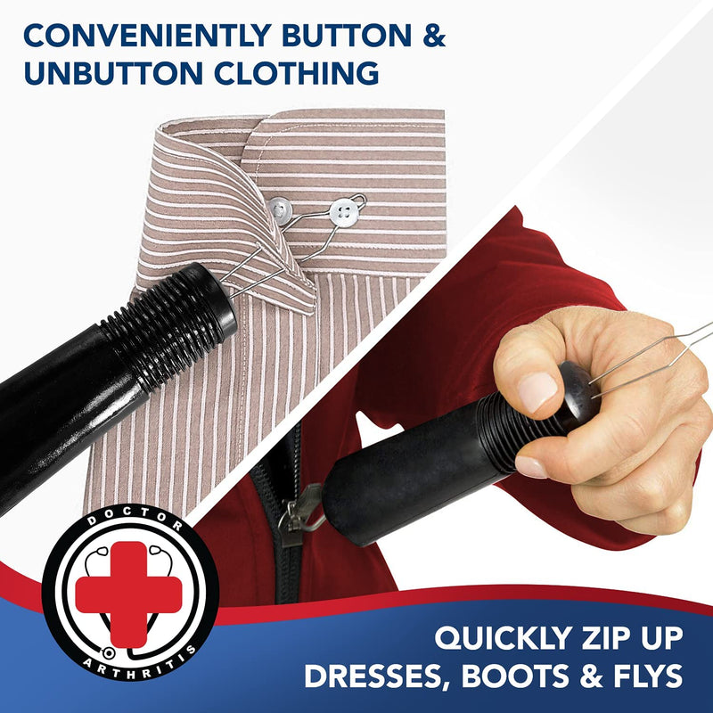 [Australia] - Button Hook & Zipper Pull, Assist, Helper Device, Dress Clothes Tool, Button Shirts Aid, One Hand, Disability, Handicapped and Seniors by Dr. Arthritis 