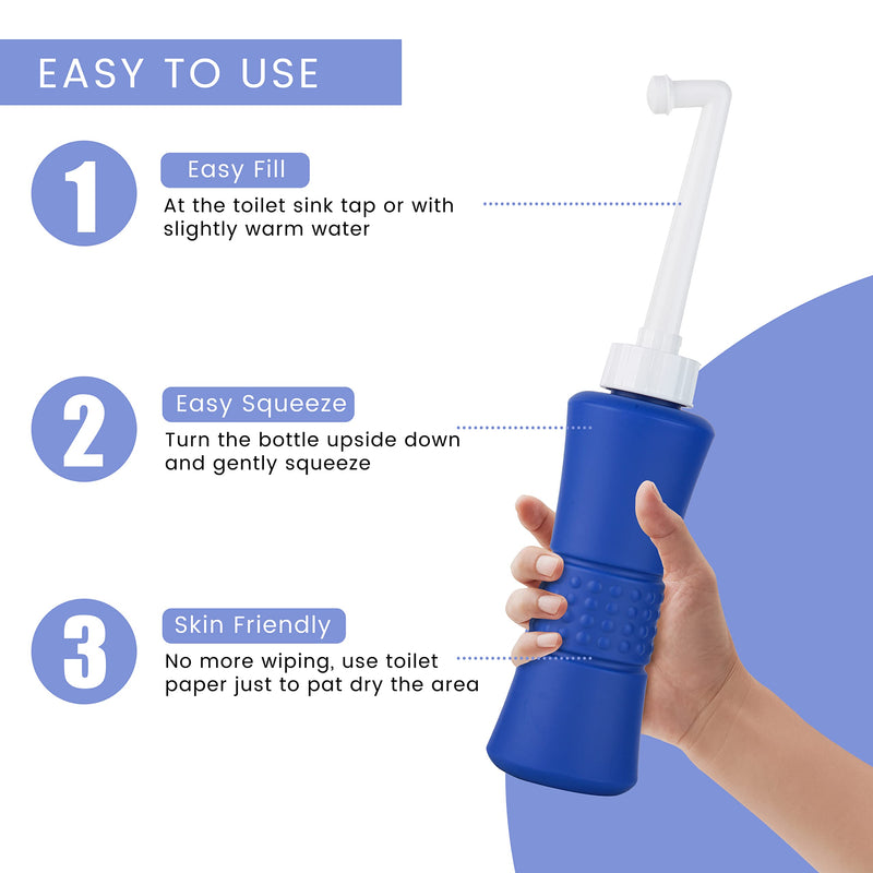 [Australia] - laphang Portable Bidet 500ml Blue Peri Bottle with Waterproof Pouch and Cap – PP + TPR, Leak Proof & Scratch Resistant –Perineal bottle for Postpartum Hemorrhoids Healing, Maternity Kit Essentials 