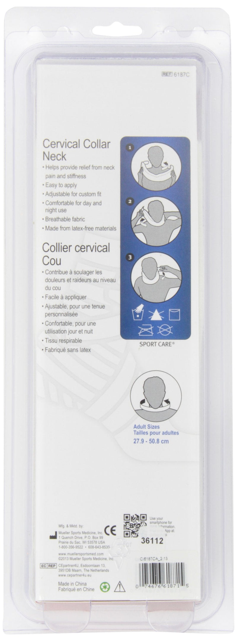 [Australia] - Mueller Sports Medicine Cervical Collar Neck Brace, White, One Size 
