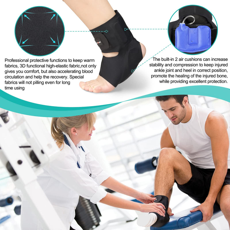 [Australia] - NEENCA Ankle Brace with Inflatable Heel Pads, Medical Ankle Support Protector with 2 Air Cushions for Arch/Heel Pain Relief, Plantar Fasciitis, Heel Spur,Tendinitis, Sore Feet, Swelling, Heel Injuries Inflatable Heel Pad Large 