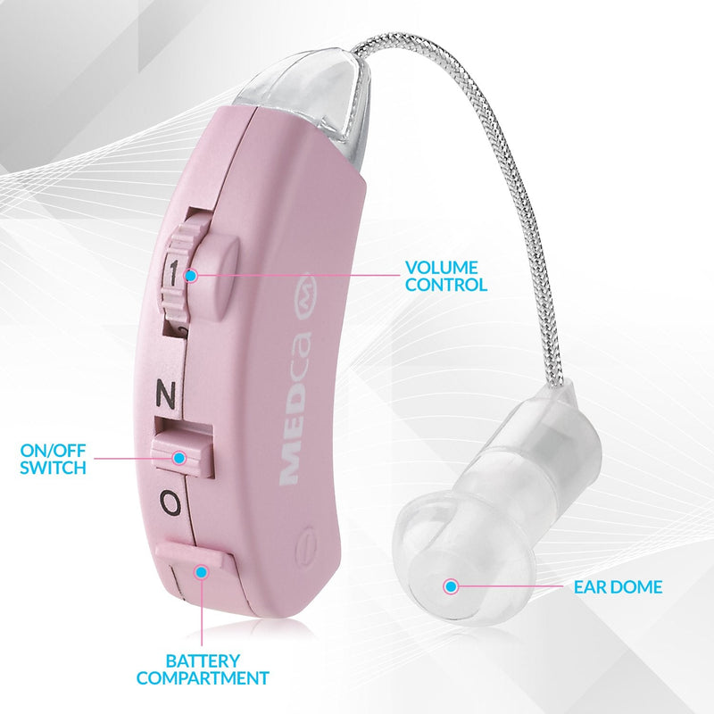 [Australia] - Digital - Behind The Ear Set, BTE Device and Digital Enhancer PSAD, Noise Reducing Feature, Pink by MEDca 