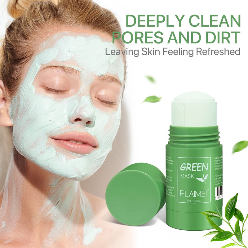 [Australia] - Green Tea Mask , 2 Pack Purifying Deep Clean Oil Control Cleansing Green Mask, Anti-acne Moisturizing Nourishing Face Mask Sticks, Solid Oil Control Cleansing Mask All Skin Type 