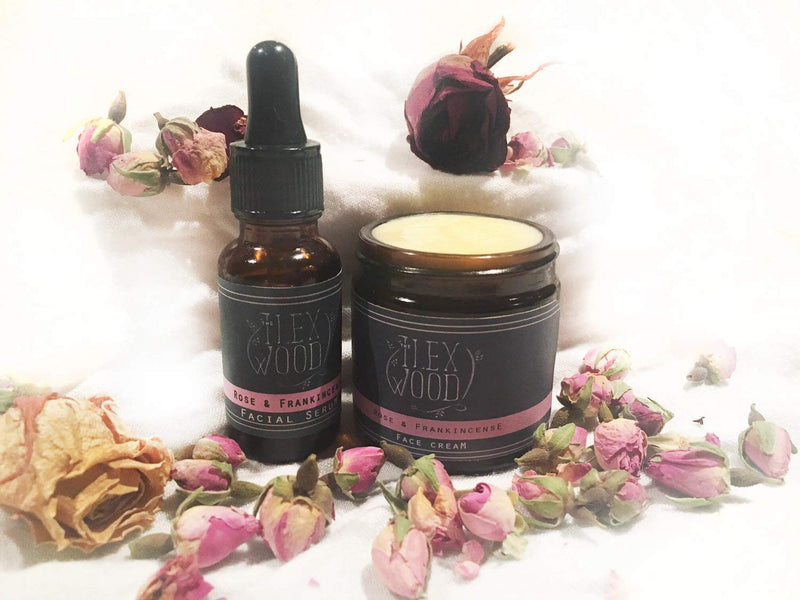 [Australia] - Rose and Frankincense Cream & Serum Gift Set - handcrafted in the UK, 100% Natural, Vegan, Moisturising, Anti Ageing, Cruelty Free, Palm Oil Free, Plastic Free 