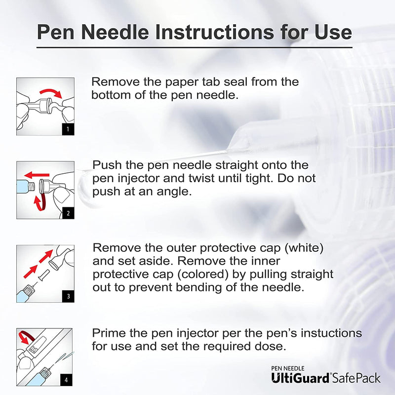 [Australia] - All-in-One UltiGuard Safe Pack Pen Needles and Sharps Container for at-Home Insulin Injections and Safe Needle Disposal, Size: Mini 6mm (1/4”) x 32G, 100 Count Self-disposal 