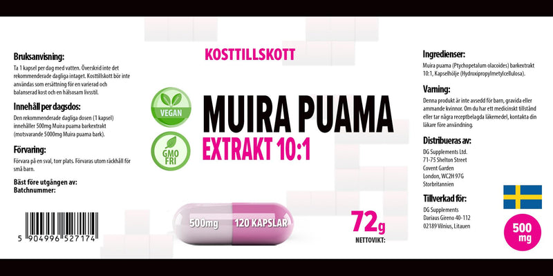 [Australia] - Hepatica Muira Puama Bark Extract 5000mg Equivalent (500mg of 10:1 Extract) 120 Vegan Capsules, 3rd Party lab Tested, High Strength Supplement, Gluten and GMO Free 