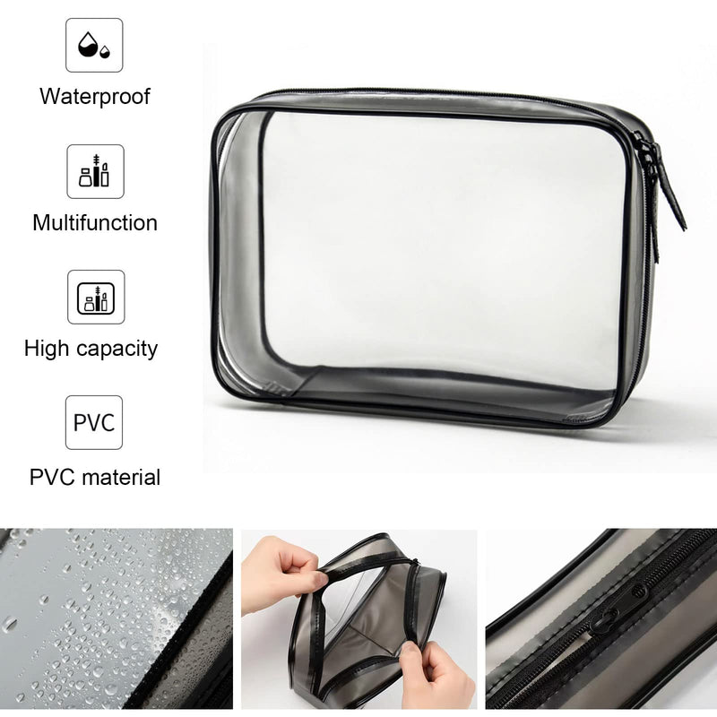 [Australia] - FIYUK 2pcs Clear Travel Toiletry Bag Makeup Cosmetic Bag Portable Waterproof Transparent Storage 2pack 