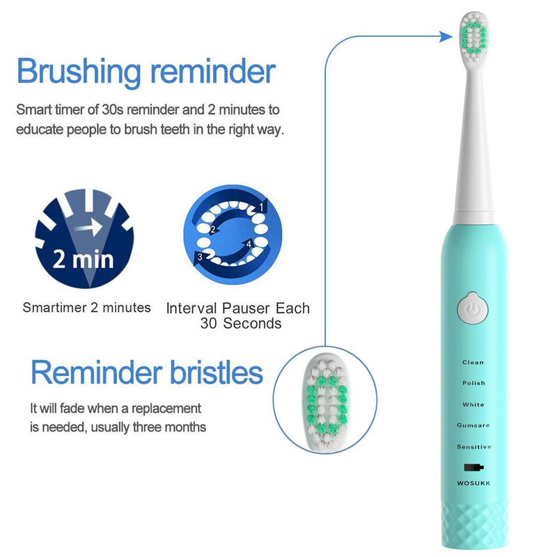 [Australia] - Sonic Electric Toothbrushes for Kids-5 Modes with Smart Timer, Waterproof USB Charging Rechargeable Ultrasonic Toothbrushes, 4 Replacement Brush Heads, Adults Power Toothbrush 