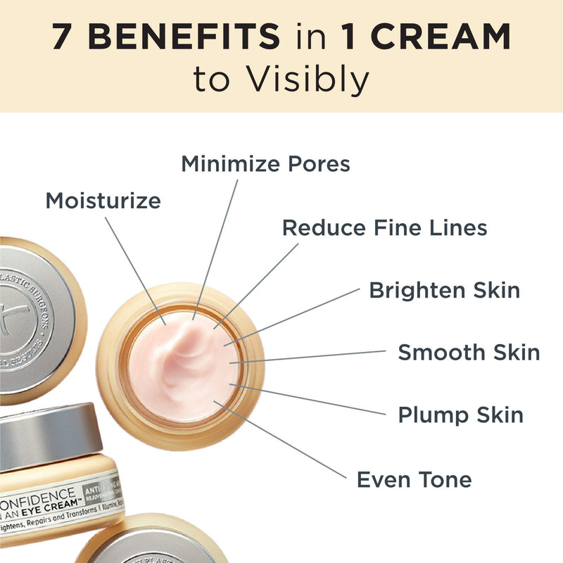 [Australia] - IT Cosmetics Confidence in an Eye Cream - Anti-Aging & Brightening Eye Cream for Dark Circles, Puffiness & Fine Lines - With Hyaluronic Acid & Collagen - 0.5 fl oz 0.5 Fl Oz (Pack of 1) 