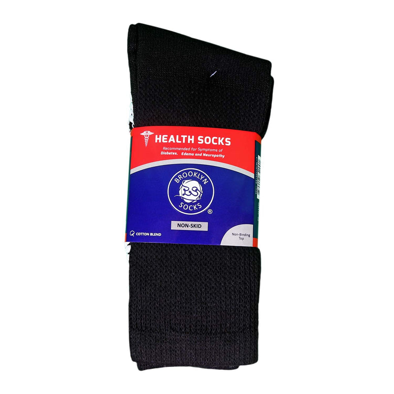 [Australia] - Non-Skid Diabetic Crew Socks, Non Binding Top Therapeutic Cotton Gripper Socks Black - 3 Pairs Medium: US Men 9-11.5/Women 11-13 