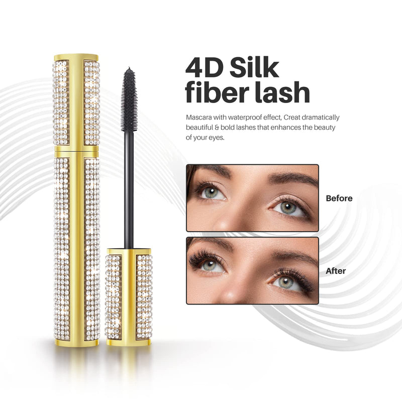 [Australia] - ONLYOILY 4D Silk Fiber Lash Mascara for Longer, Thicker, Voluminous Eyelashes,Natural Smudge-Proof Waterproof Clear Vegan Mascara, All Day Exquisitely Long, Thick, Smudge-Proof Eyelashes (Black) black 