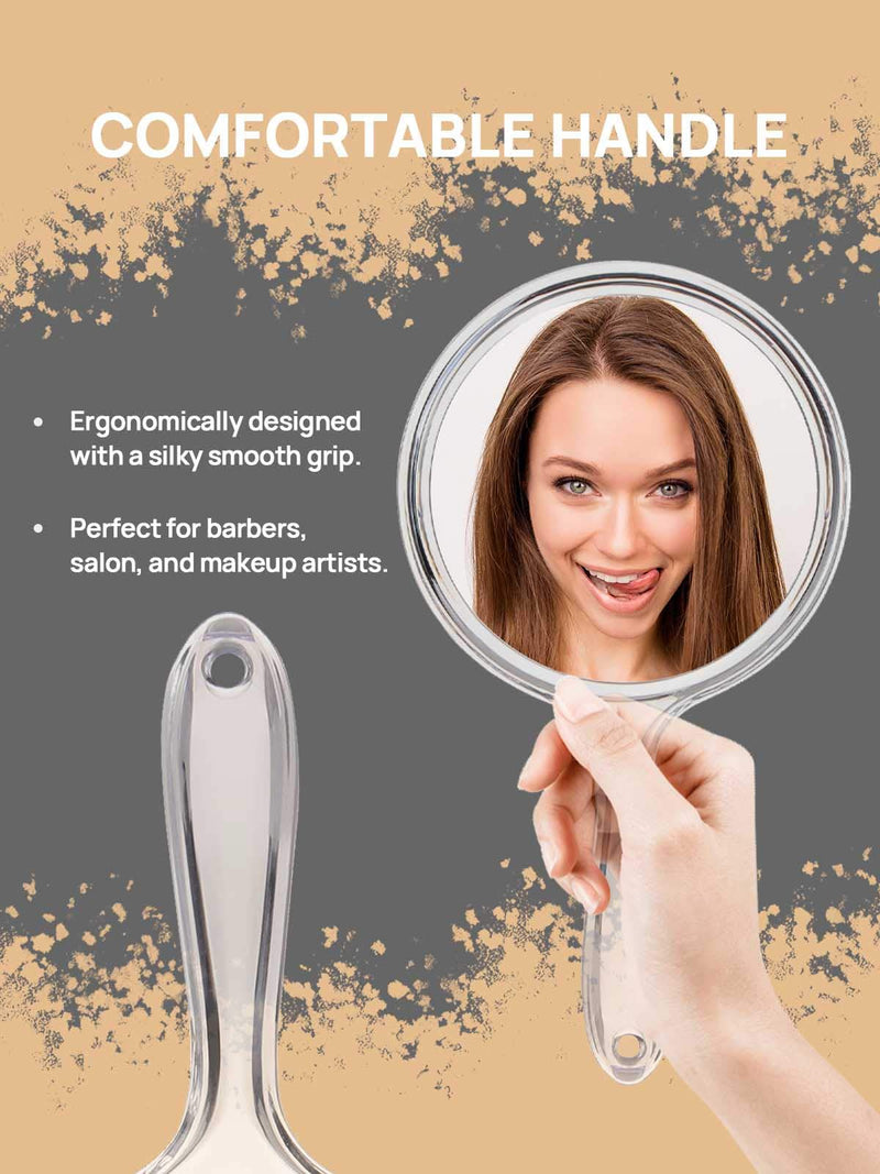 [Australia] - OMIRO Hand Mirror, Double-Sided Handheld Mirror 1X/3X Magnifying Mirror with Handle, Set of 3 (Clear) Clear 