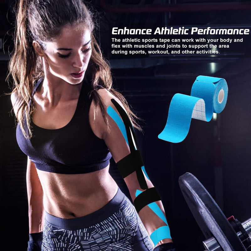 [Australia] - Kinesiology Tape Precut 2 Rolls Pack-Athletic Kinesiology Tape for Muscle & Joints-Physical Therapy Tape for Knee,Ankle,Shoulder,Back,Plantar Fasciitis-Latex Free and Water Resistant-40 Strips,Black Black 