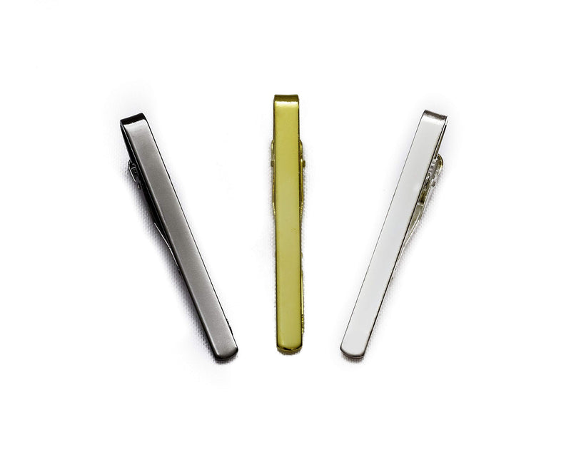 [Australia] - 3pc Mens Tie Bar Clip for Regular Necktie, Gold Silver Black with Luxury Gift Box Set with Mirror 