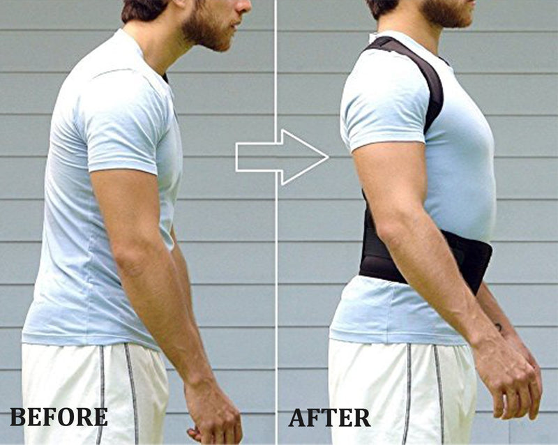 [Australia] - Magnetic Back Support for Posture Corrector with 10 Magnets and Adjustable Straps and Breathable Mesh Panels (Black, M) Black 