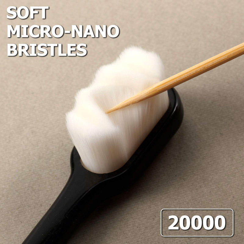 [Australia] - 4 Pieces Soft Micro-Nano Manual Toothbrush Extra Soft Bristles Toothbrush with 20, 000 Bristles for Fragile Gums Adult Kid Children (Black, White) Black, White 