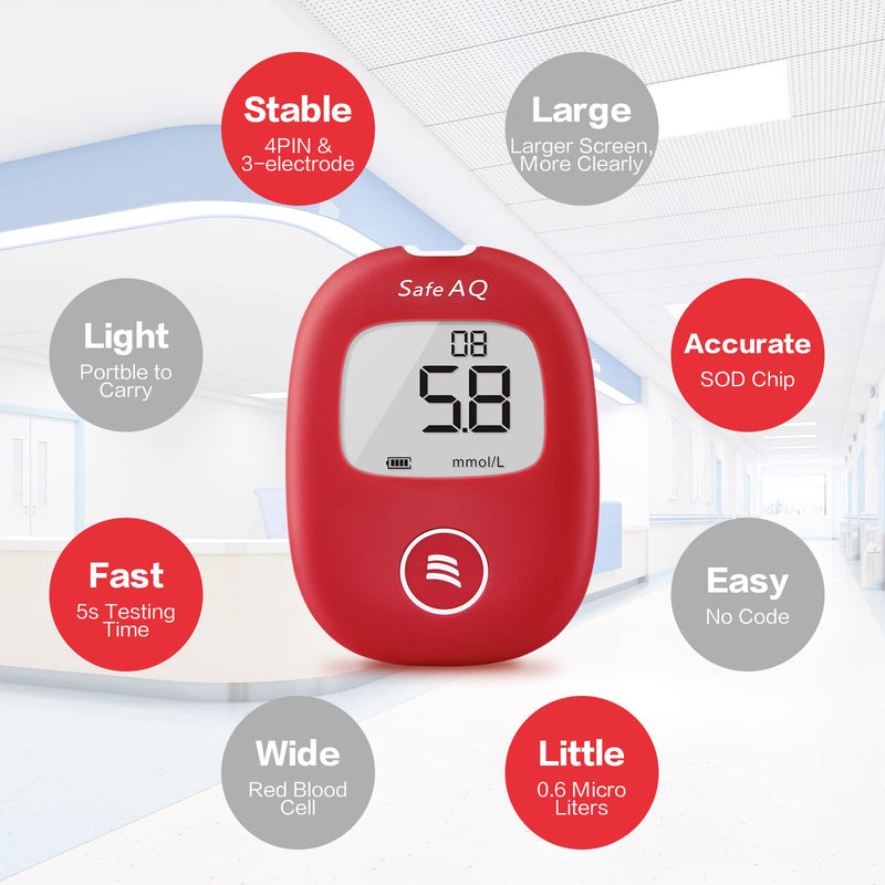 [Australia] - sinocare Diabetes Testing Kit, Blood Glucose Monitor Safe AQ Smart, Blood Sugar Tester with Strips x 25, Glucose Meter -in mmol/L Safe AQ Smart glucose kit x25 