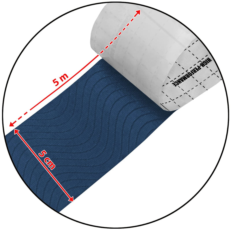 [Australia] - BB Sport 6 Rolls Kinesiology Tape Muscle Support Tape 5 m x 5 cm E-Book Application Examples Muscle Support Elastic Strapping Tape, Colour:Dark Blue Dark Blue 