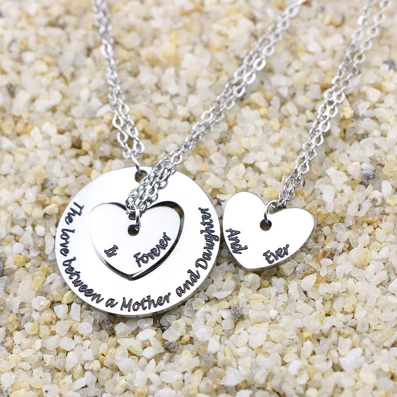 [Australia] - Awegift Mama Bear Necklace Stainless Steel Round Pendant Mother Jewelry The love between a mother and daughter is forever and ever 